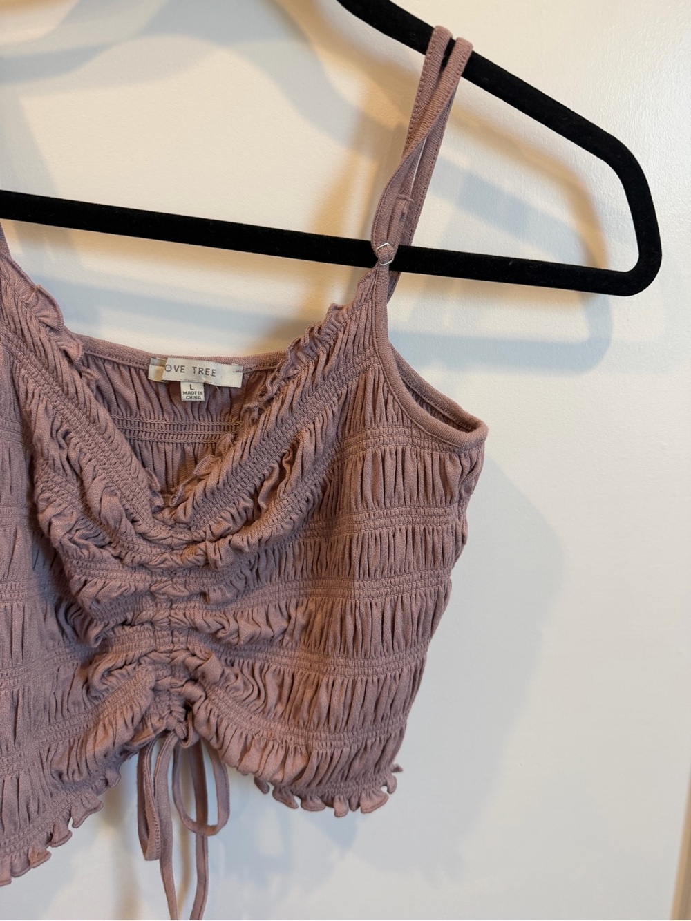 Mauve Ruched Drawstring Cropped Cami - Picture 3 of 4
